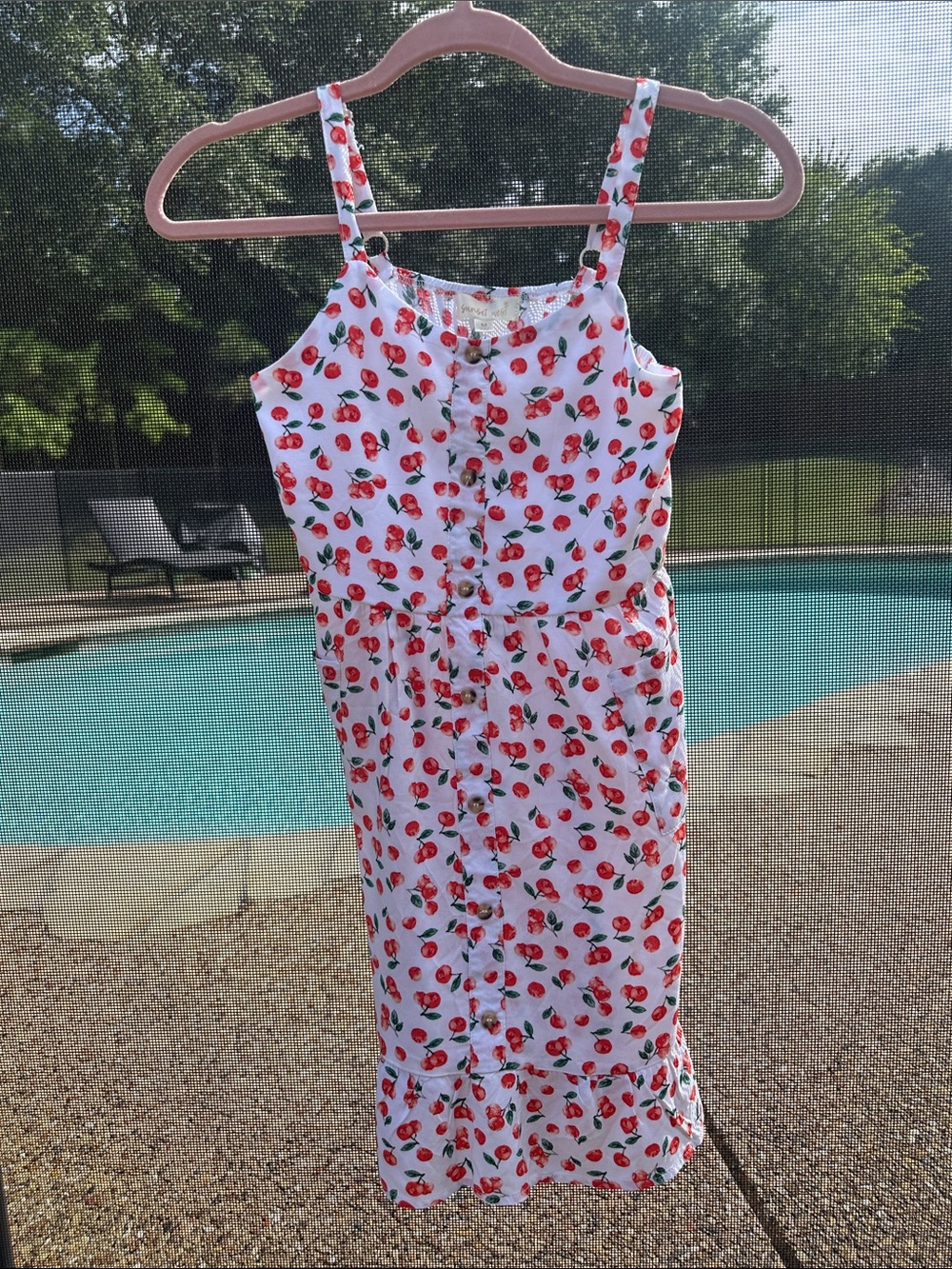 Girls' White Cherry Print Sundress